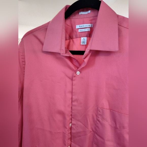 Van Heusen Men's Coral Dress Shirt 16 Long Sleeve 32/ 33 Button Down Collar TIE - Picture 4 of 10